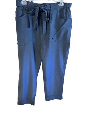 NWT L Promesa Navy Tartan Plaid Tie-Waist Pants